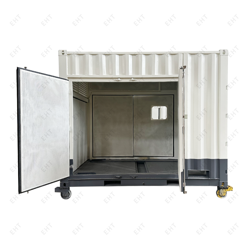 Anpassad 12-fots luftkompressorkapsling med olje-vattenuppsamlingssystem