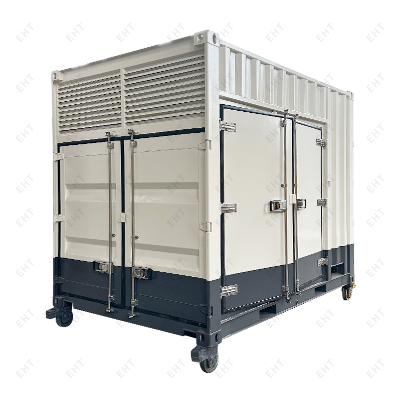 Anpassad 12-fots luftkompressorkapsling med olje-vattenuppsamlingssystem